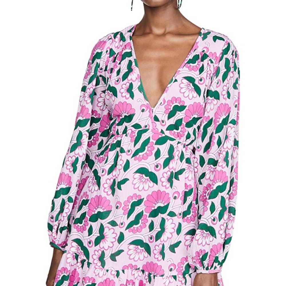 Banjanan Peony Mini Dress L Pink Long Sleeve MINT - Picture 2 of 11